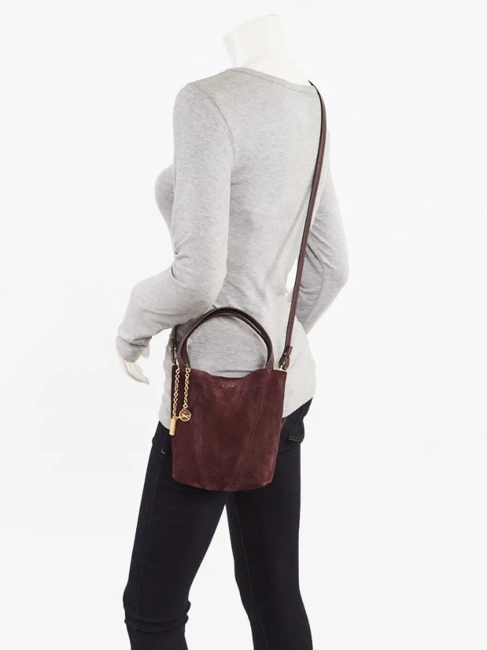 Chloe Deep Violine Suede Small Spin Tote Bag